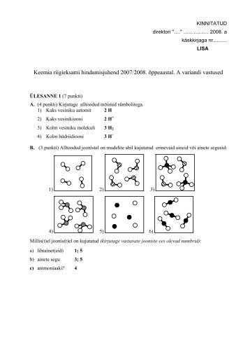 Keemia riigieksami hindamisjuhend 2007/2008. Ãµppeaastal. A ...