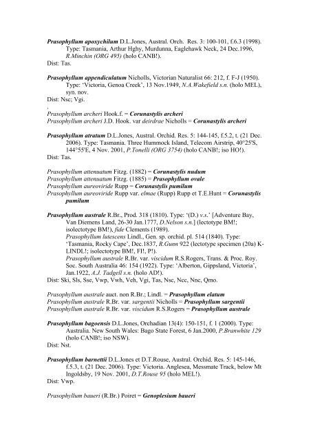 Australian Orchid Name Index - Australian National Botanic Gardens