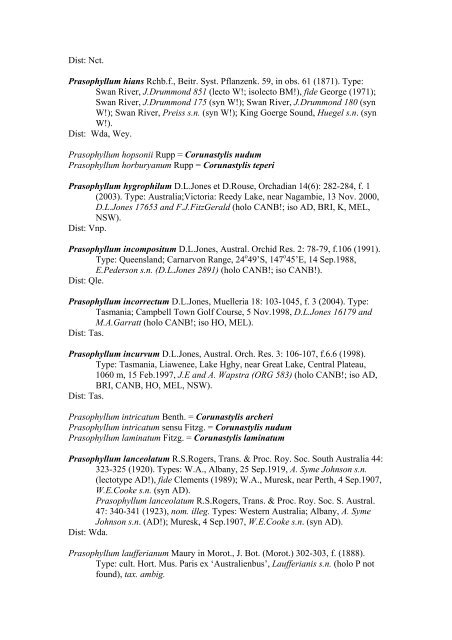 Australian Orchid Name Index - Australian National Botanic Gardens