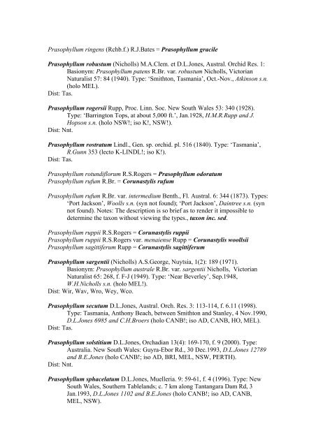 Australian Orchid Name Index - Australian National Botanic Gardens