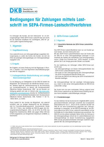 schrift im SEPA-Firmen-Lastschriftverfahren - DKB