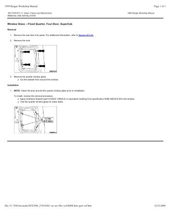 Window Glass âFixed Quarter, Four-Door, SuperCab Page 1 of 1 ...