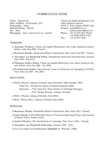 My detailed CV in downloadable format - Indian Statistical Institute