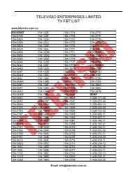 TELEVISIO ENTERPRISES LIMITED TV FBT LIST