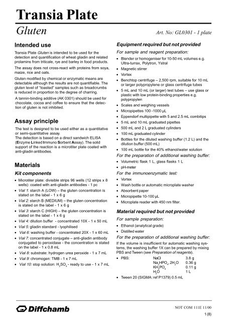 Transia Plate Gluten - IUL Instruments GmbH