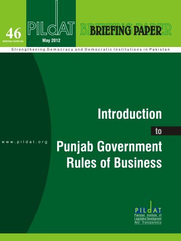 Introduction To Punjab Government Rules of business ... - Pildat.org