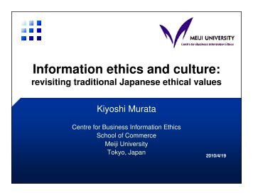 Information ethics and culture: revisiting traditional Japanese ethical ...