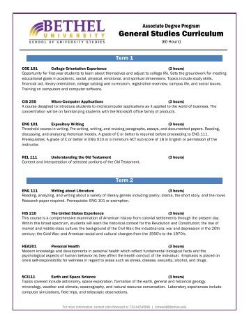 Download the General Studies curriculum list with course descriptions