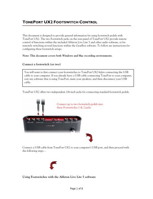 UX2 Footswitch Control Guide - Line 6