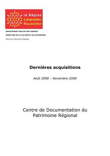 Acquisitions du centre de documentation 2008 - Culture et ...