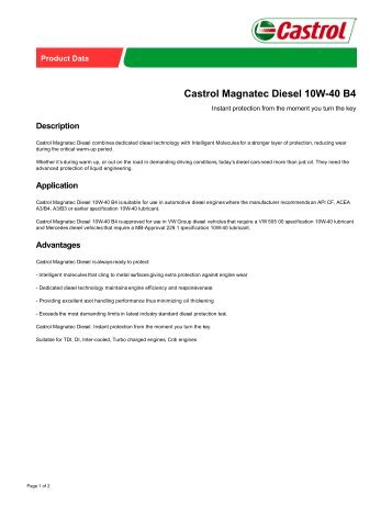 Castrol Magnatec Diesel 10W-40 B4 - Frontier International Group