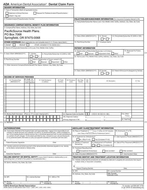 Claim Form - PacificSource