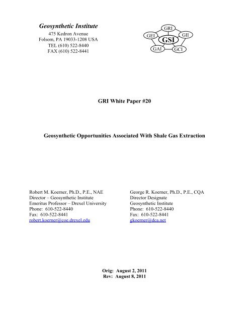 Geosynthetic Opportunities Associated With Shale ... - Geosynthetica