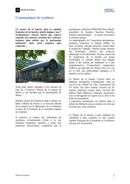 Dossier de presse - MusÃ©es en Franche-ComtÃ©