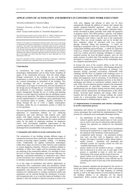 application of automation and robotics in construction work execution