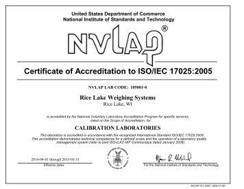 ISO/IEC 17025 Certificate of Accreditation and Scope - Rice Lake ...