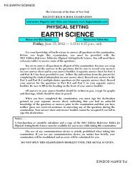 Earth Science Regents Scoring Chart