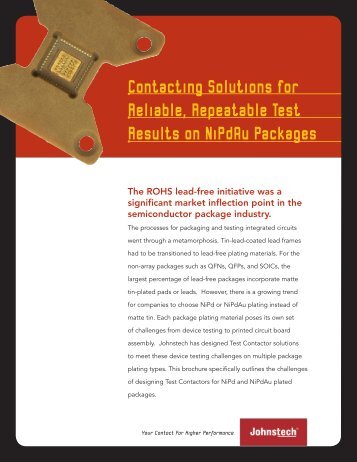 Contacting Solutions for Reliable, Repeatable Test ... - Johnstech