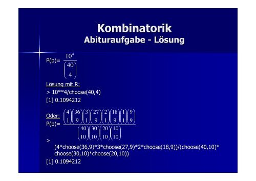 Kombinatorik + Simulationen