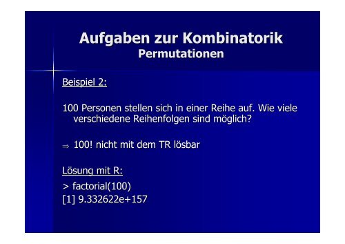 Kombinatorik + Simulationen