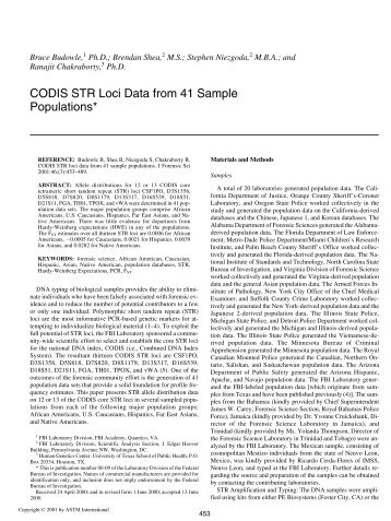 CODIS STR loci data from 41 sample populations - Projects at ...