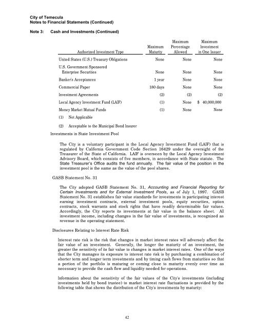 California Comprehensive Annual Financial Report - City of Temecula