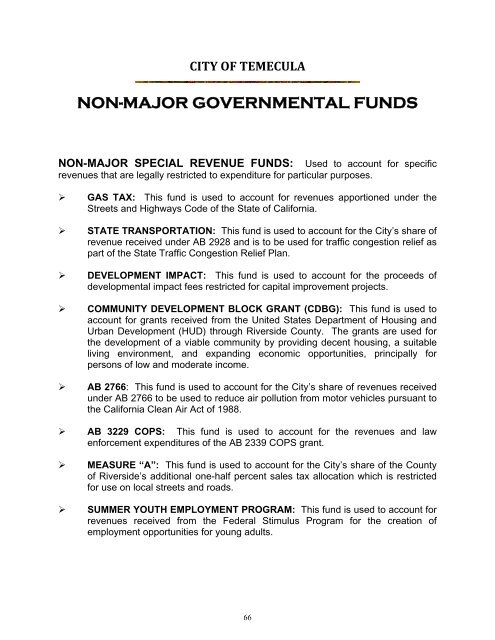 California Comprehensive Annual Financial Report - City of Temecula