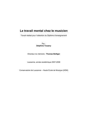 Le travail mental chez le musicien - HEMU