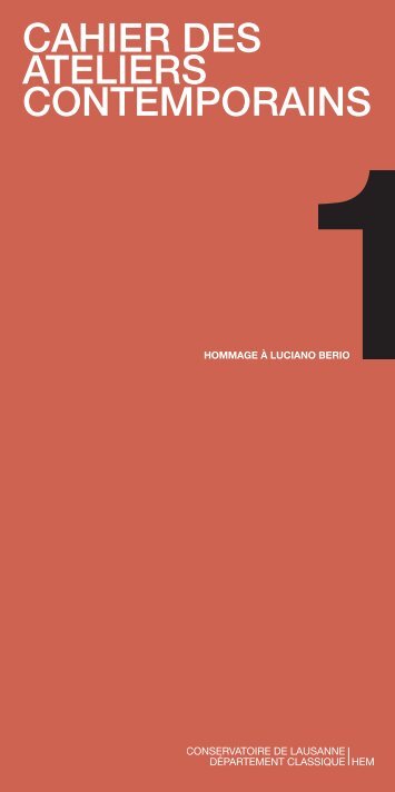 cahier n° 1 - HEMU