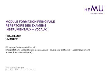 Répertoire des examens - HEMU