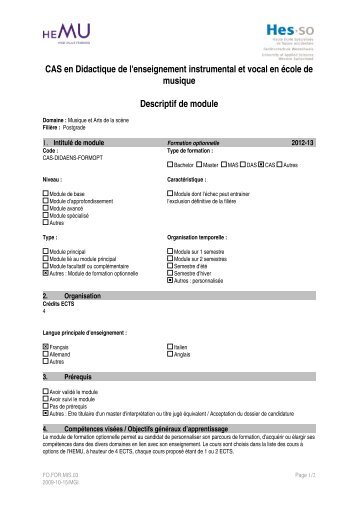 Descriptif de module - HEMU