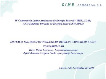 cime comercial sa - Asociación Peruana de Energía Solar y del ...