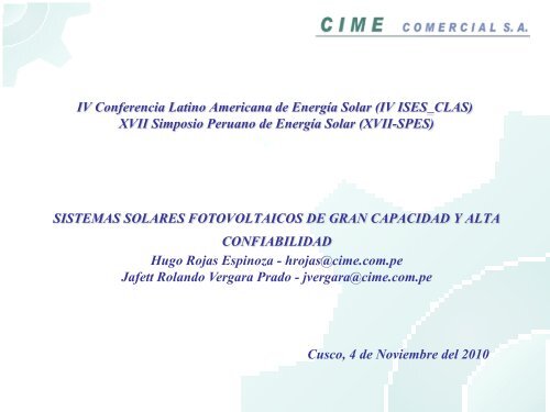 cime comercial sa - Asociación Peruana de Energía Solar y del ...