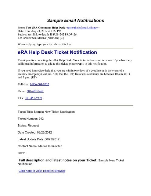 Help Desk Sample Email Notifications 08 28 2012 Era