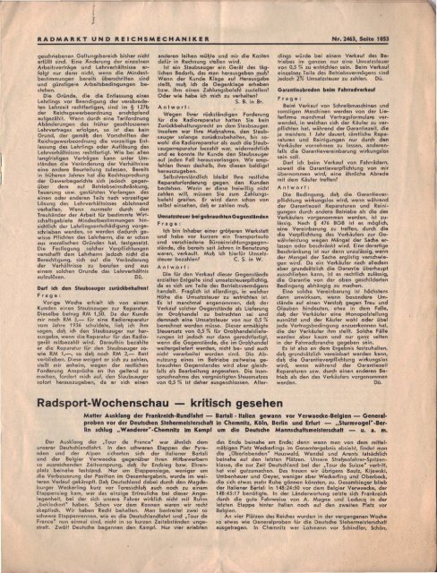 1938 - Radmarkt und Reichsmechaniker Nr. 2463 vom 6. August