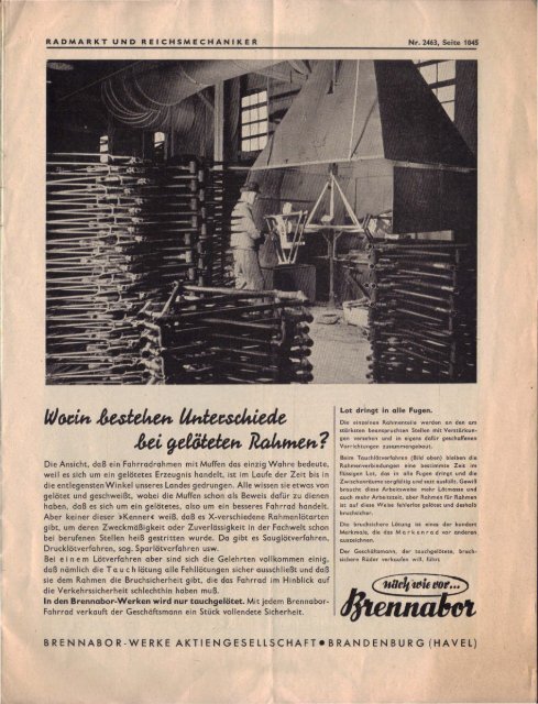 1938 - Radmarkt und Reichsmechaniker Nr. 2463 vom 6. August