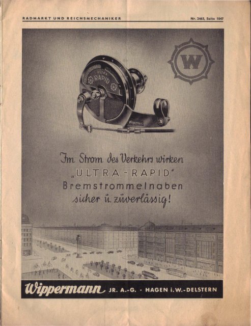 1938 - Radmarkt und Reichsmechaniker Nr. 2463 vom 6. August