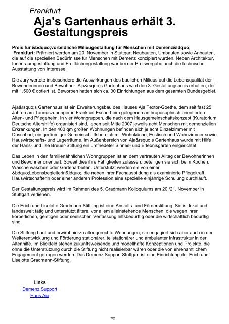 Aja S Gartenhaus Erhalt 3 Gestaltungspreis Haus Aja Textor Goethe