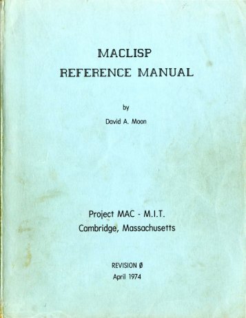 Maclisp Reference Manual (1974) - Software Preservation Group