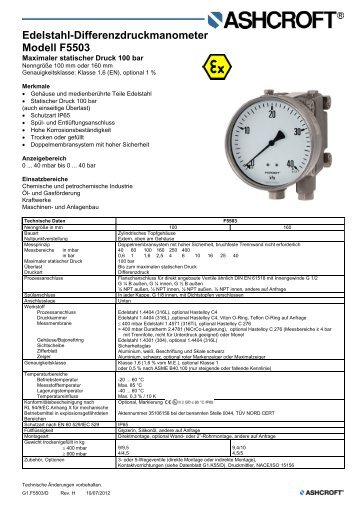 Datenblatt F5503 - Ashcroft Instruments GmbH