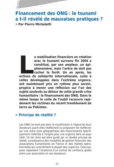 Revue Humanitaire nÂ°13 - dÃ©cembre 2005 - MÃ©decins du Monde