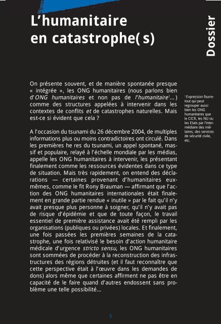 Revue Humanitaire nÂ°13 - dÃ©cembre 2005 - MÃ©decins du Monde