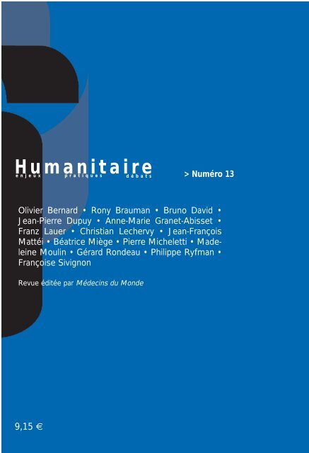 Revue Humanitaire nÂ°13 - dÃ©cembre 2005 - MÃ©decins du Monde