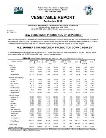 VEGETABLE REPORT - National Agricultural Statistics Service