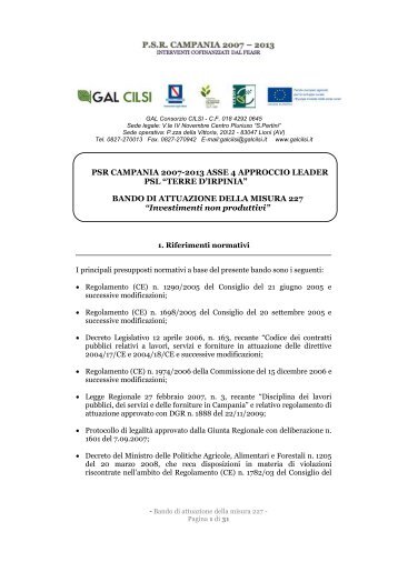 Misura 227 - Regione Campania