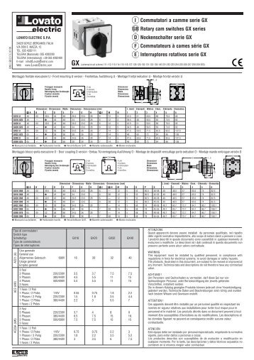 Commutatori a camme serie GX - LOVATO Electric SpA