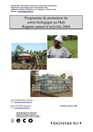 Programme de promotion du coton biologique au Mali Rapport ...