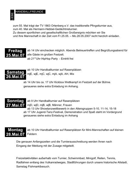 TV 1863 Ortenberg e.V. 55. Pfingst- -turnier