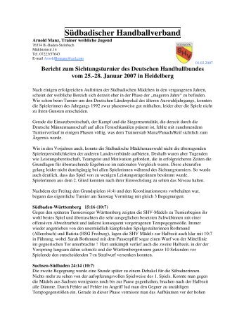 Bericht Sichtungsturnier Deutscher Handballbundes 25.