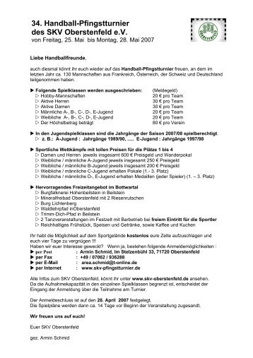 34. Handball-Pfingstturnier des SKV Oberstenfeld e.V.